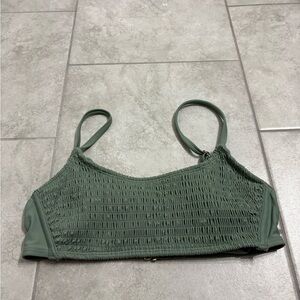 Green Smocked Women's Bikini Top